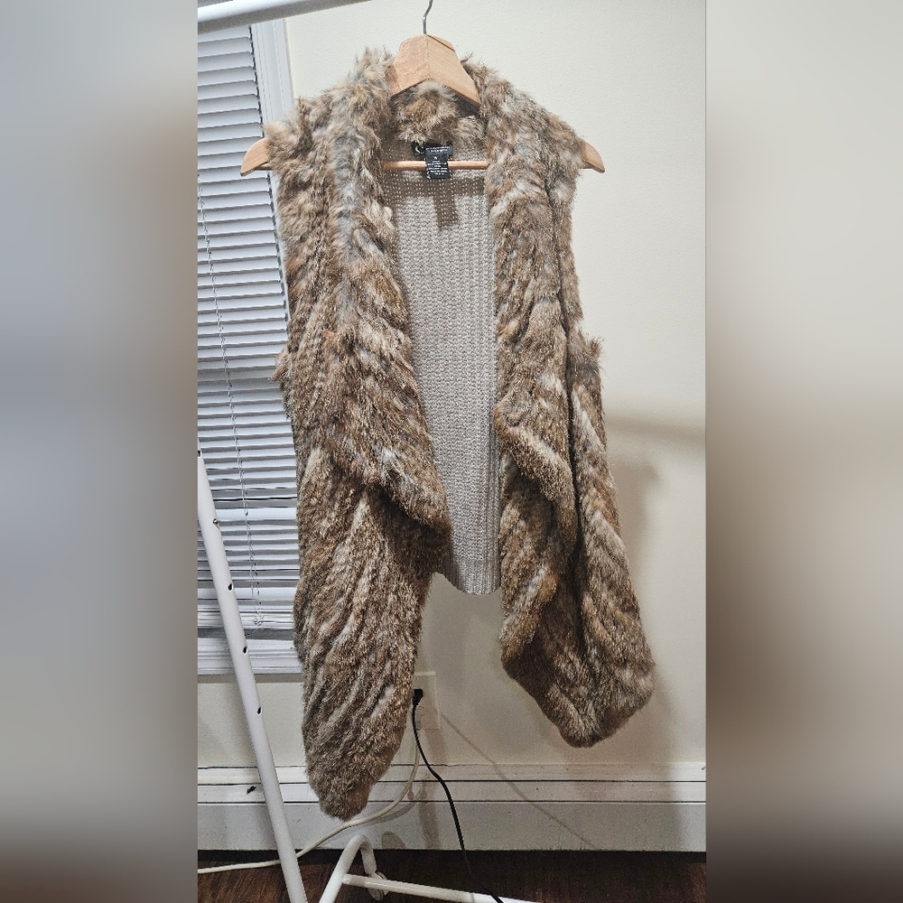Bloomingdale's Brown Rabbit Fur Sweater Vest